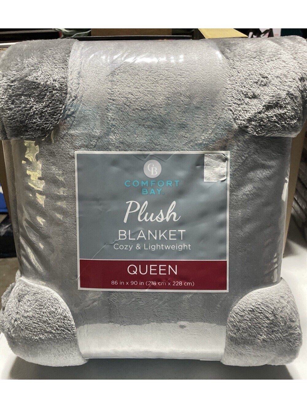Comfort Bay Queen Size Plush Blanket Cozy Lightweight 86”X 90" - Gray - New